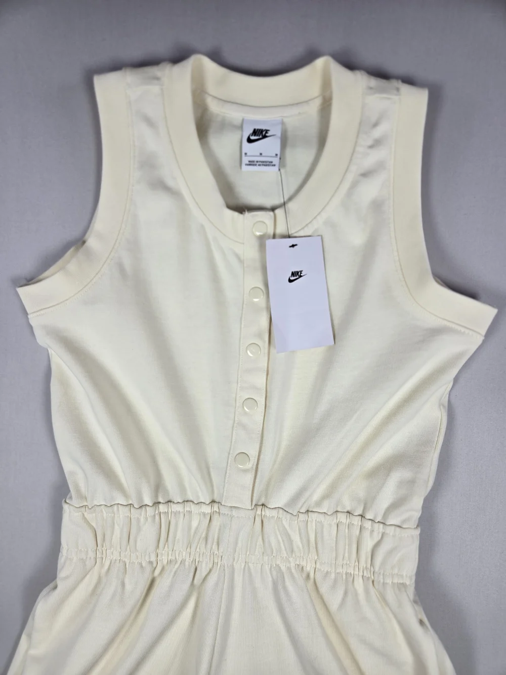 NWT Nike Sportswear Big Girls Sleeveless Henley Romper Coconut Milk Medium